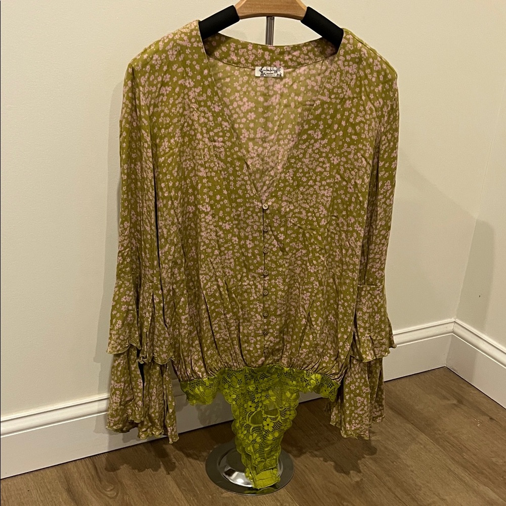 Free People Floral Bodysuit Medium